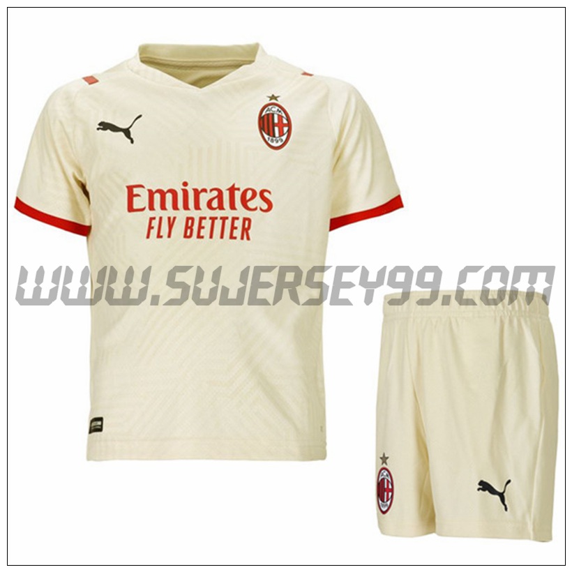 Segunda Equipacion del AC Milan Ninos 2021 2022