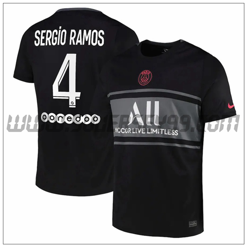 Tercera Camiseta Futbol PSG Jordan Sergio Ramos 4 2021 2022