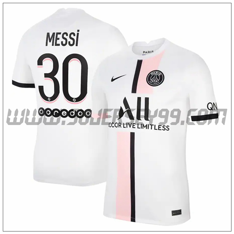 Segunda Camiseta Futbol PSG Jordan Messi 30 2021 2022