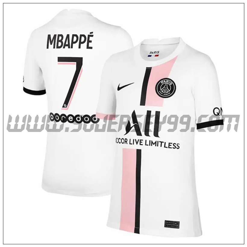 Segunda Camiseta Futbol PSG Jordan Mbappe 7 2021 2022