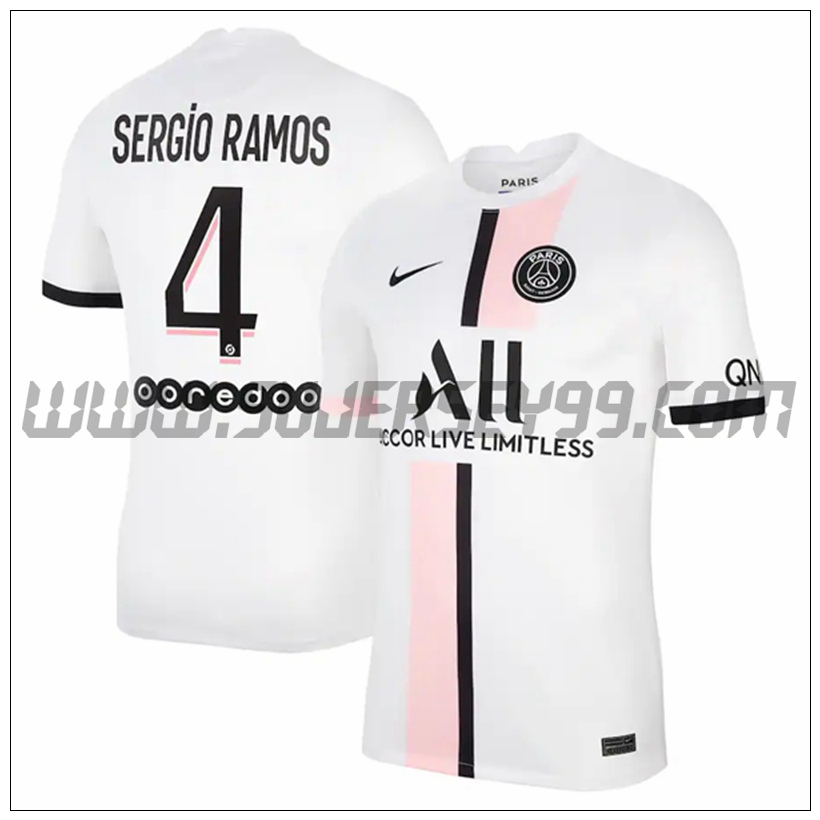 Segunda Camiseta Futbol PSG Jordan Sergio Ramos 4 2021 2022