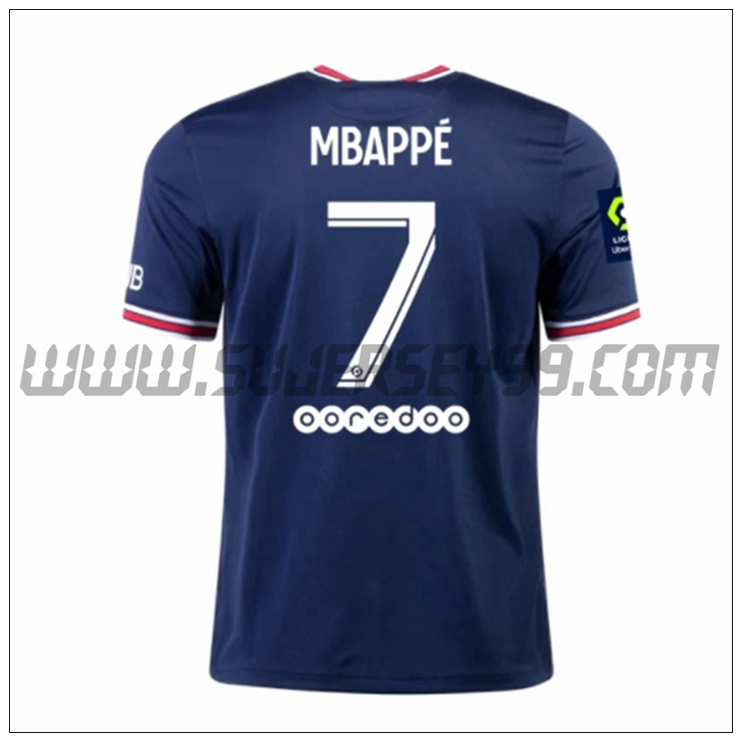 Primera Camiseta Futbol PSG Jordan Mbappe 7 2021 2022