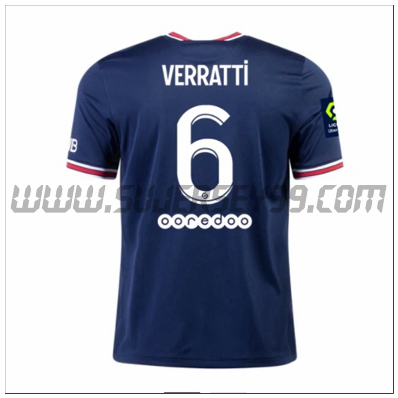 Primera Camiseta Futbol PSG Jordan Verratti 6 2021 2022