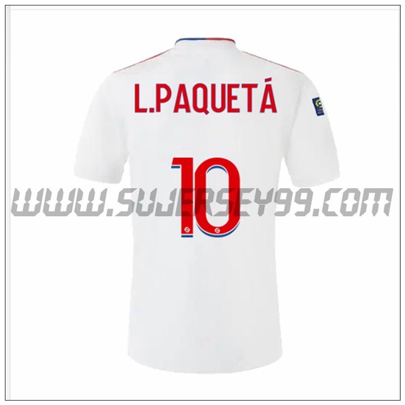 Primera Camiseta Futbol Lyon OL L.PAQUEYA 10 2021 2022