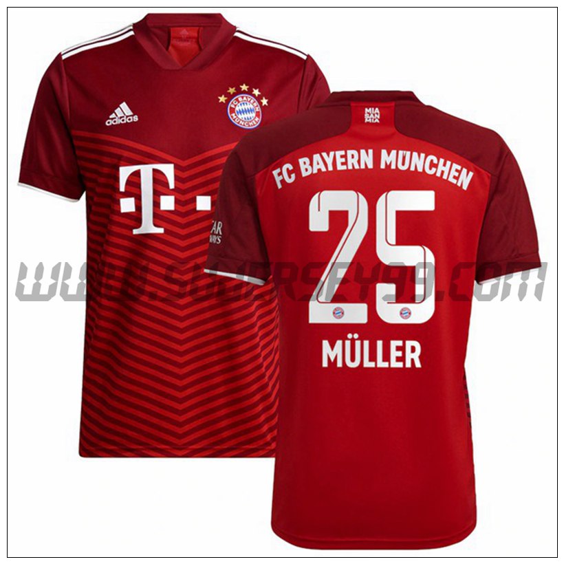 Primera Camiseta Futbol Bayern de Munich Muller 25 2021 2022