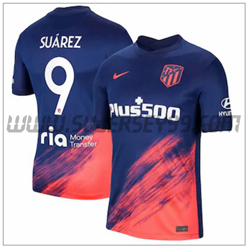 Tercera Camiseta Futbol Atletico Madrid Suarez 9 2021 2022