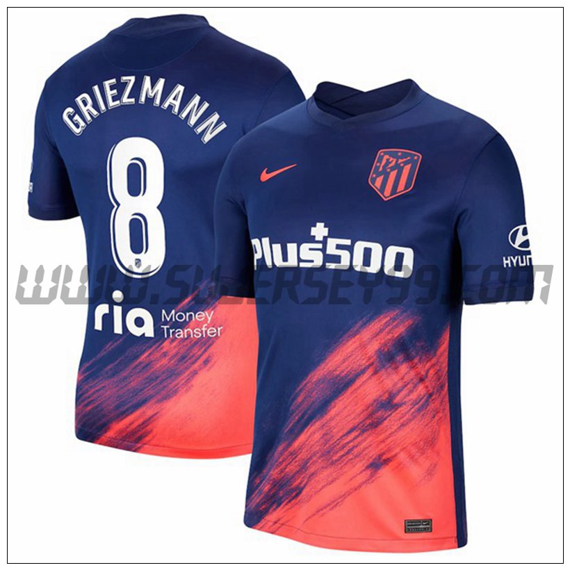 Tercera Camiseta Futbol Atletico Madrid Griezmann 8 2021 2022