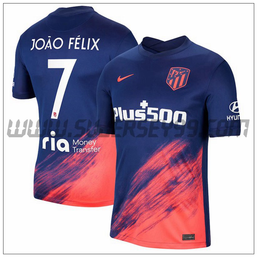 Tercera Camiseta Futbol Atletico Madrid Joao Felix 7 2021 2022