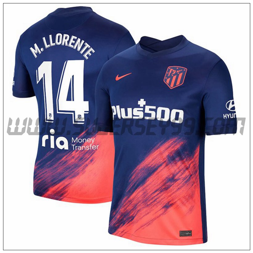 Tercera Camiseta Futbol Atletico Madrid M. Llorente 14 2021 2022