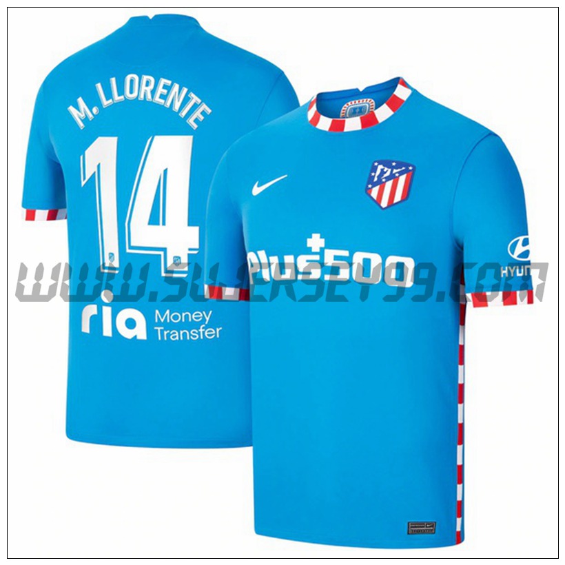 Segunda Camiseta Futbol Atletico Madrid M. Llorente 14 2021 2022