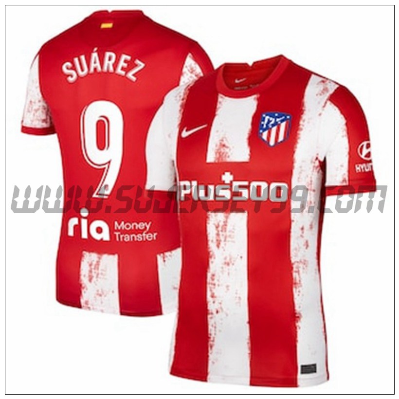 Primera Camiseta Futbol Atletico Madrid Suarez 9 2021 2022