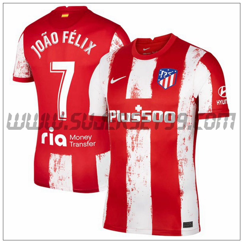 Primera Camiseta Futbol Atletico Madrid Joao Felix 7 2021 2022