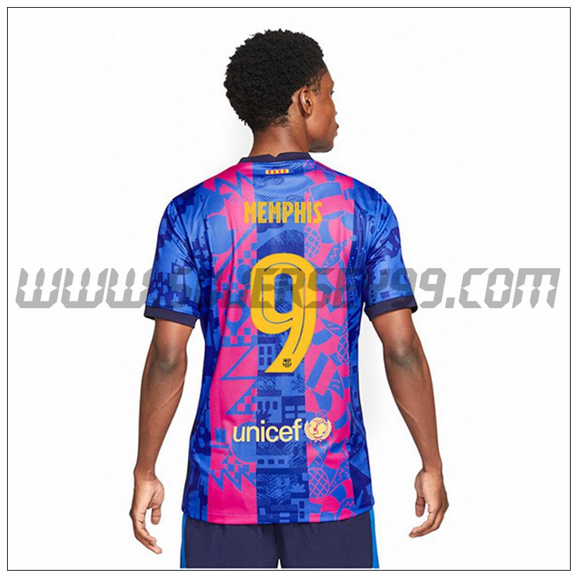 Tercera Camiseta Futbol FC Barcelona Memphis 9 2021 2022