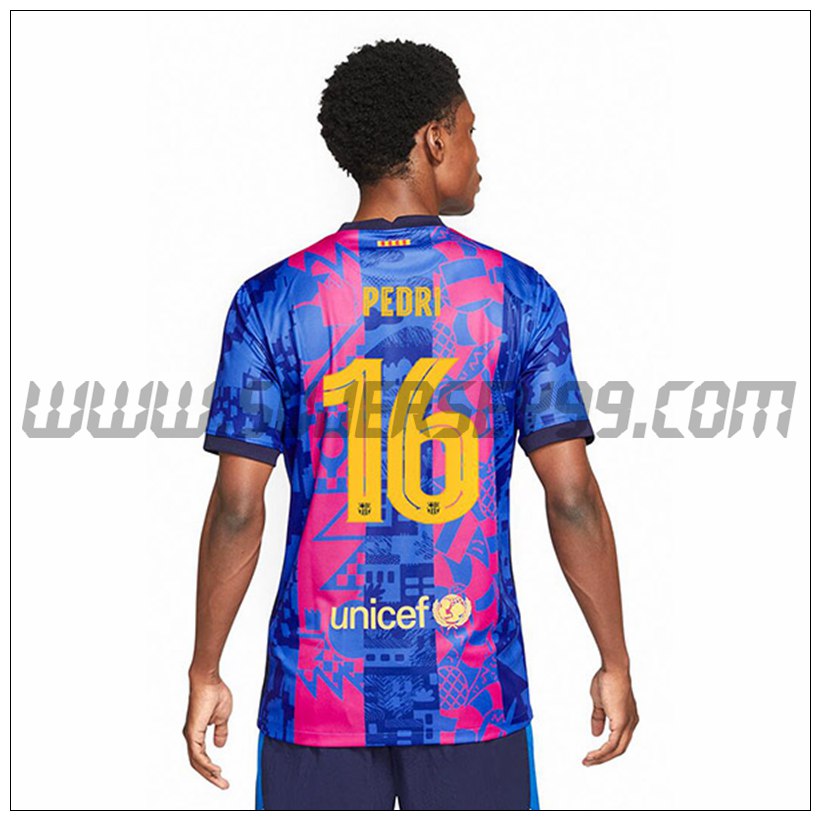 Tercera Camiseta Futbol FC Barcelona Pedri 16 2021 2022