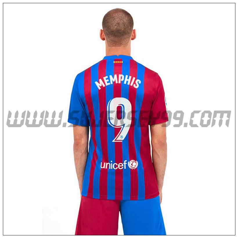Primera Camiseta Futbol FC Barcelona Memphis 9 2021 2022
