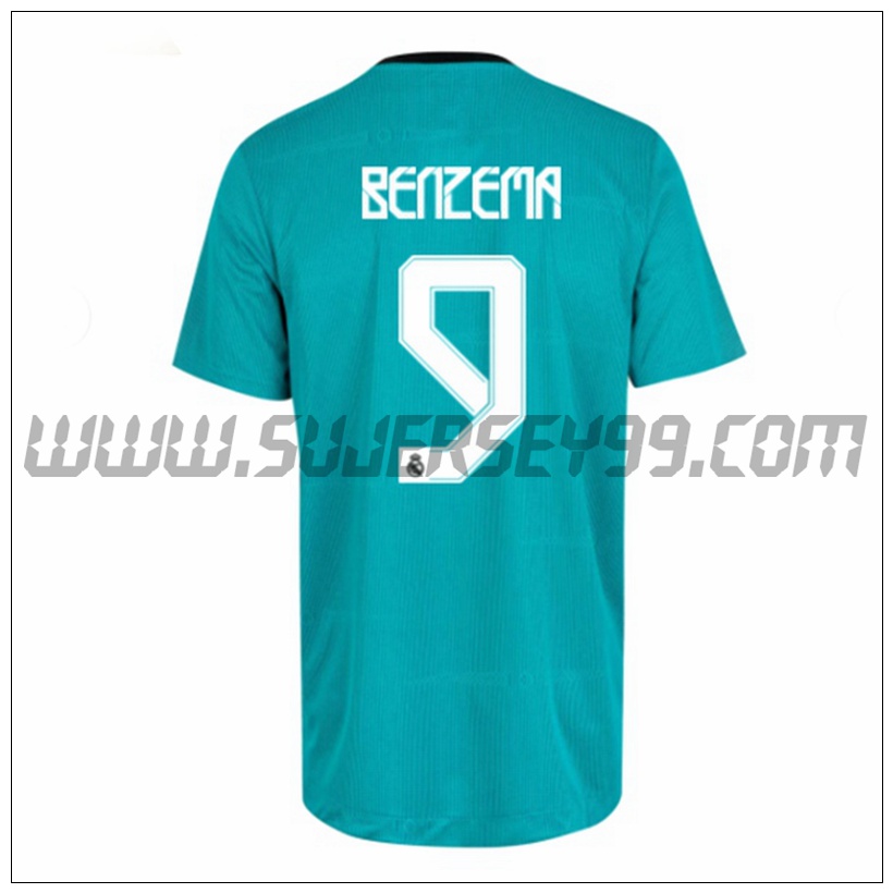 Tercera Camiseta Futbol Real Madrid Benzema 9 2021 2022