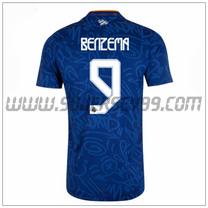 Segunda Camiseta Futbol Real Madrid Benzema 9 2021 2022