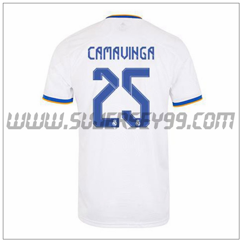 Primera Camiseta Futbol Real Madrid Camavinga 25 2021 2022