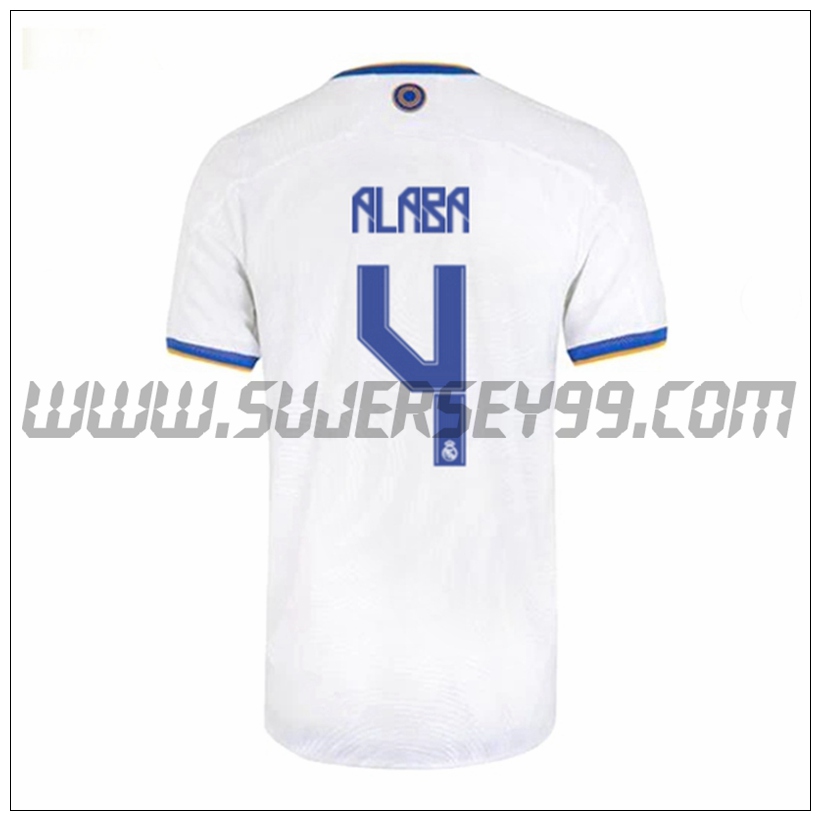 Primera Camiseta Futbol Real Madrid Alaba 4 2021 2022