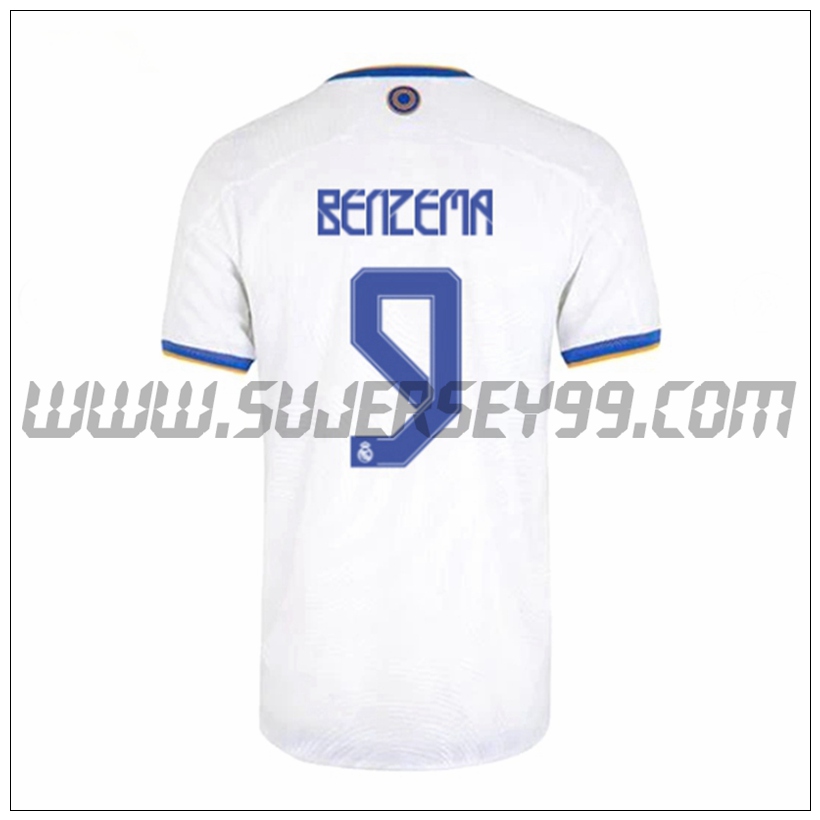 Primera Camiseta Futbol Real Madrid Benzema 9 2021 2022