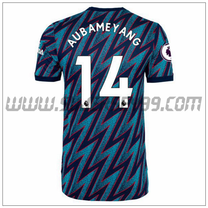 Tercera Camiseta Futbol FC Arsenal Pierre-Emerick Aubameyang 14 2021 2022