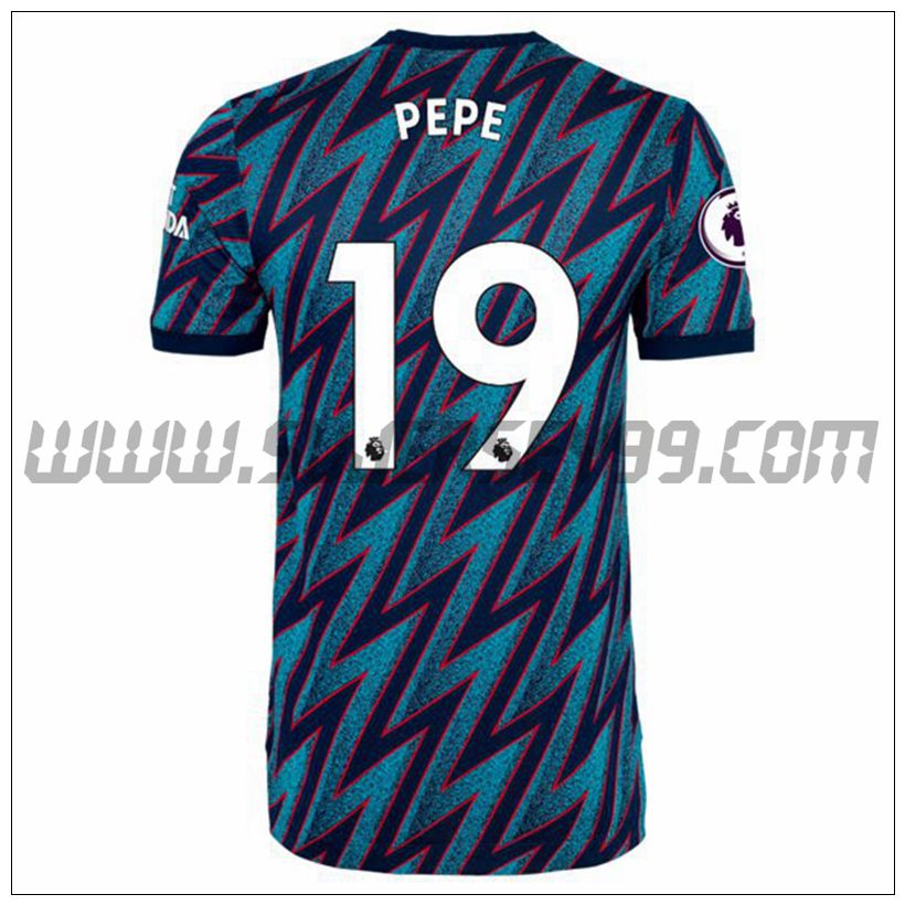 Tercera Camiseta Futbol FC Arsenal Nicolas Pepe 19 2021 2022