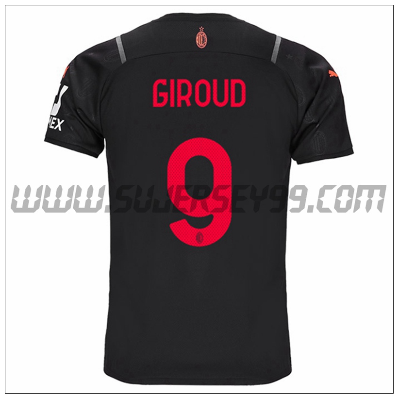 Tercera Camiseta Futbol AC Milan GIROUD 9 2021 2022