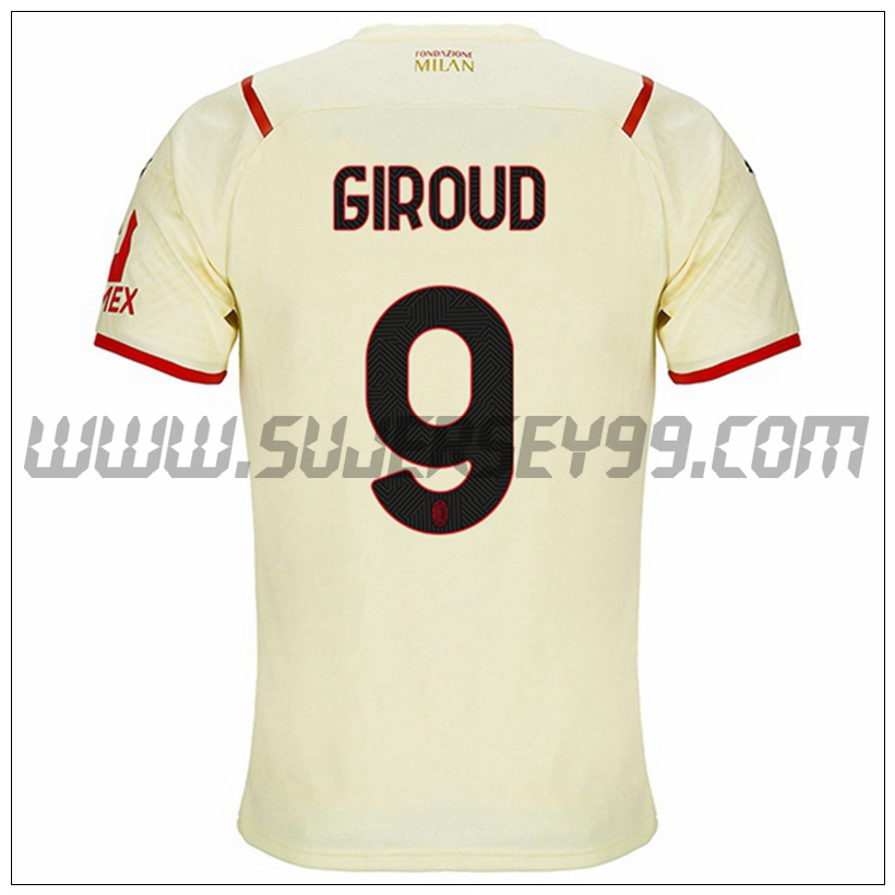 Segunda Camiseta Futbol AC Milan GIROUD 9 2021 2022