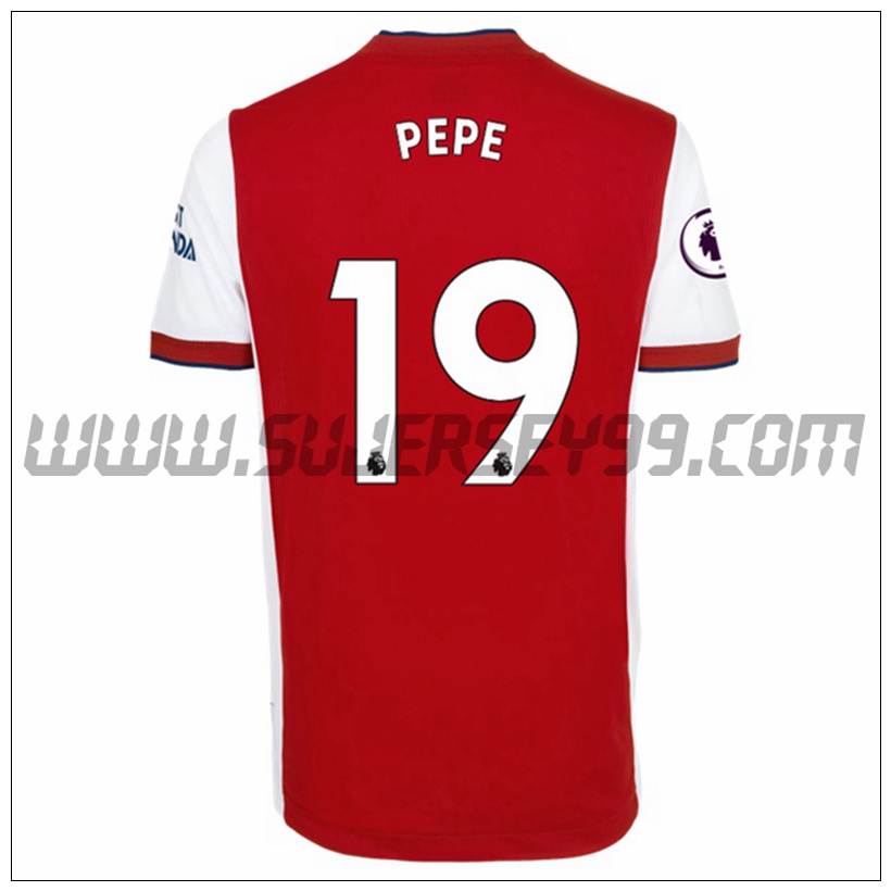 Primera Camiseta Futbol FC Arsenal Nicolas Pepe 19 2021 2022