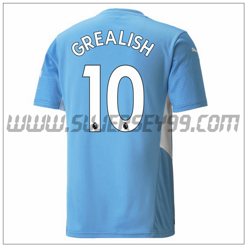 Primera Camiseta Futbol Manchester City GREALISH 10 2021 2022