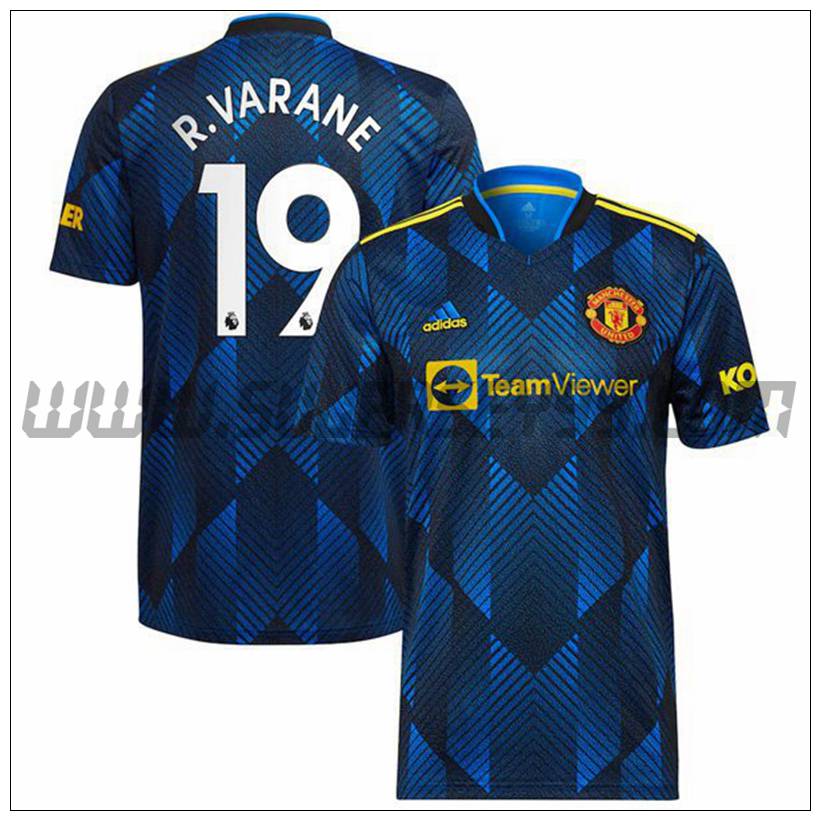 Tercera Camiseta Futbol Manchester United R.Varane 19 2021 2022