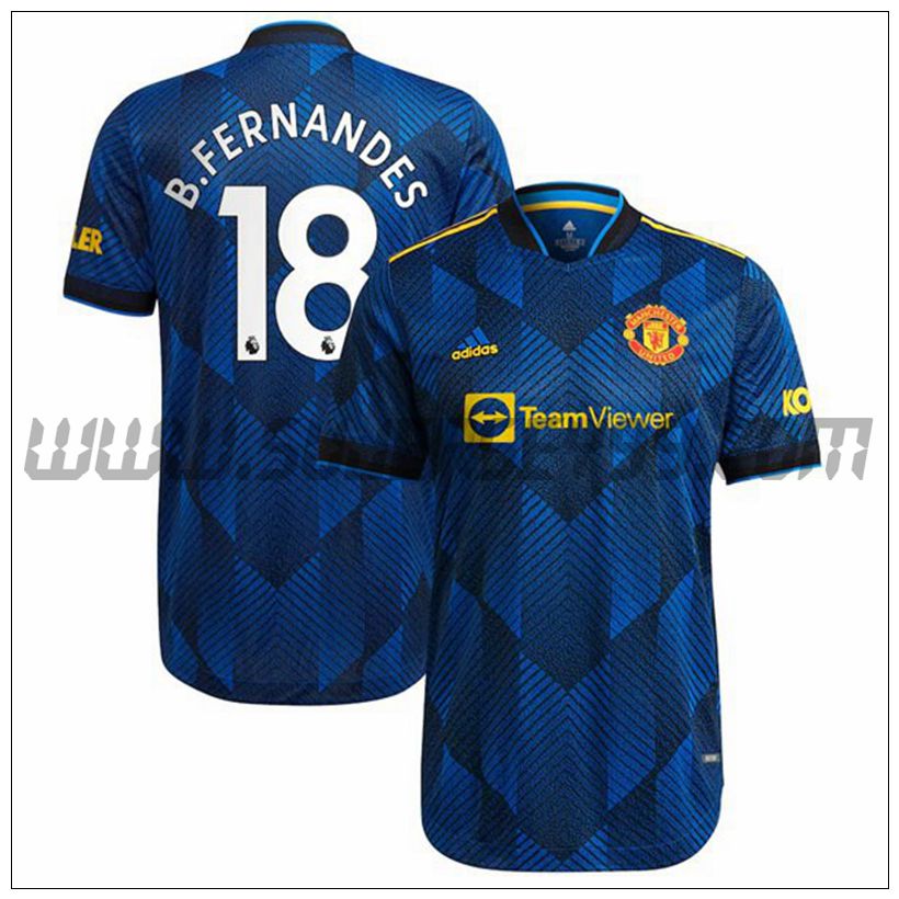 Tercera Camiseta Futbol Manchester United B.Fernandes 18 2021 2022