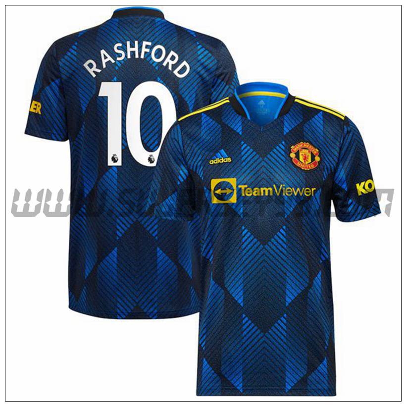 Tercera Camiseta Futbol Manchester United Rashford 10 2021 2022