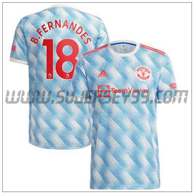 Segunda Camiseta Futbol Manchester United B.Fernandes 18 2021 2022