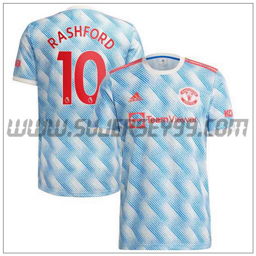 Segunda Camiseta Futbol Manchester United Rashford 10 2021 2022