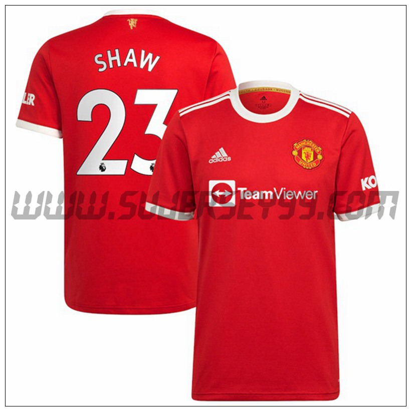 Primera Camiseta Futbol Manchester United Shaw 23 2021 2022