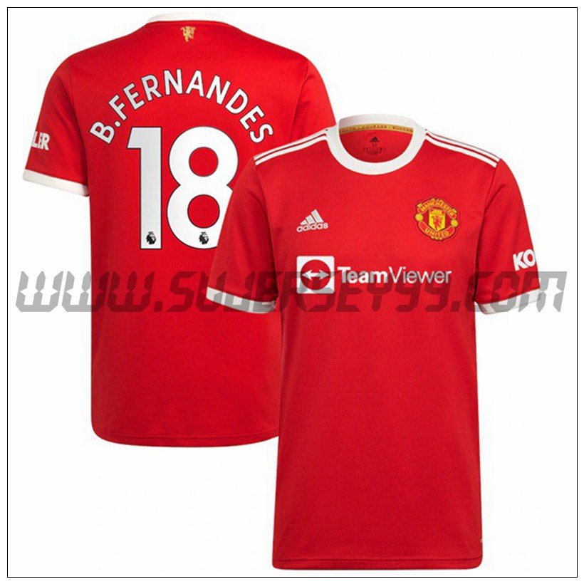 Primera Camiseta Futbol Manchester United B.Fernandes 18 2021 2022