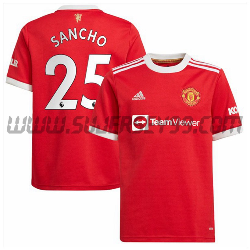 Primera Camiseta Futbol Manchester United Sancho 25 2021 2022