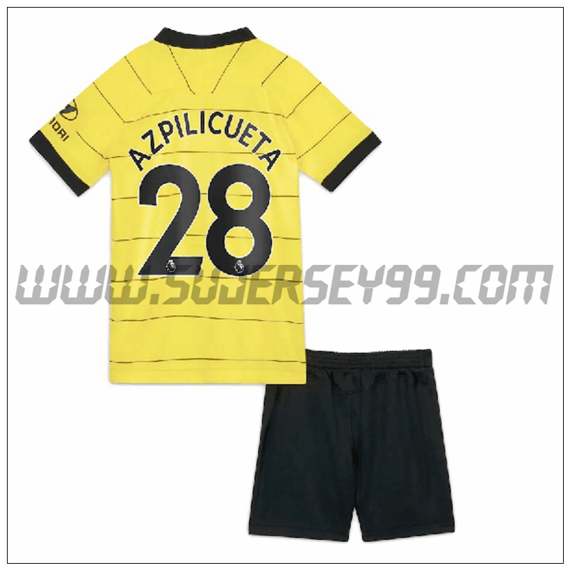 Segunda Equipacion del FC Chelsea Azpilicueta 28 Ninos 2021 2022