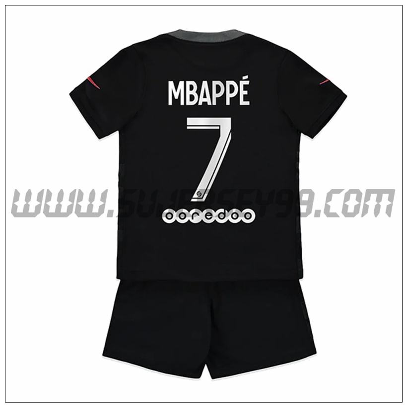 Tercera Equipacion del PSG Jordan Mbappe 7 Ninos 2021 2022