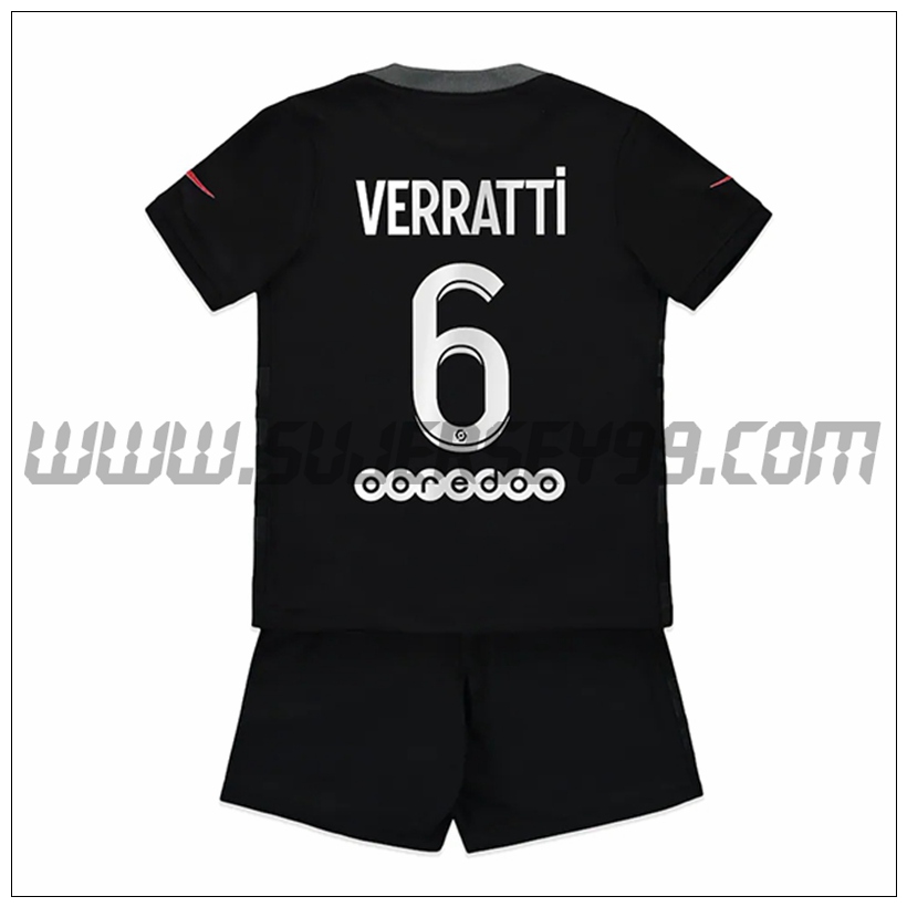 Tercera Equipacion del PSG Jordan Verratti 6 Ninos 2021 2022