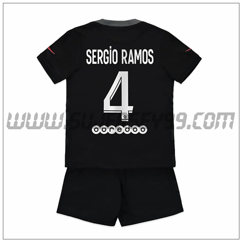 Tercera Equipacion del PSG Jordan Sergio Ramos 4 Ninos 2021 2022