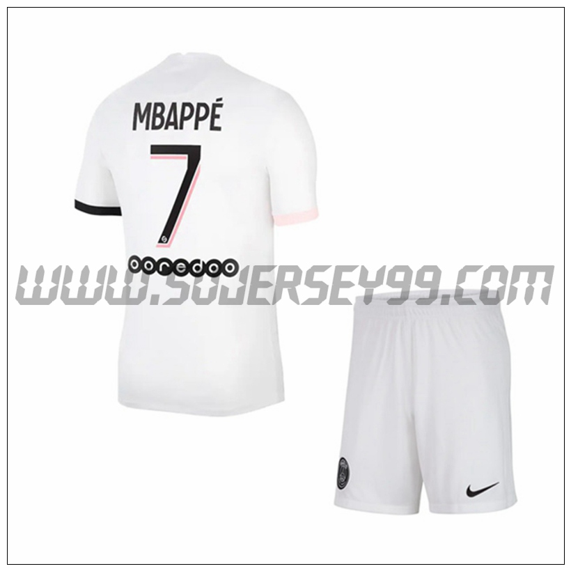 Segunda Equipacion del PSG Jordan Mbappe 7 Ninos 2021 2022