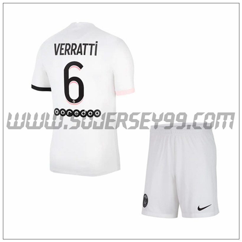 Segunda Equipacion del PSG Jordan Verratti 6 Ninos 2021 2022