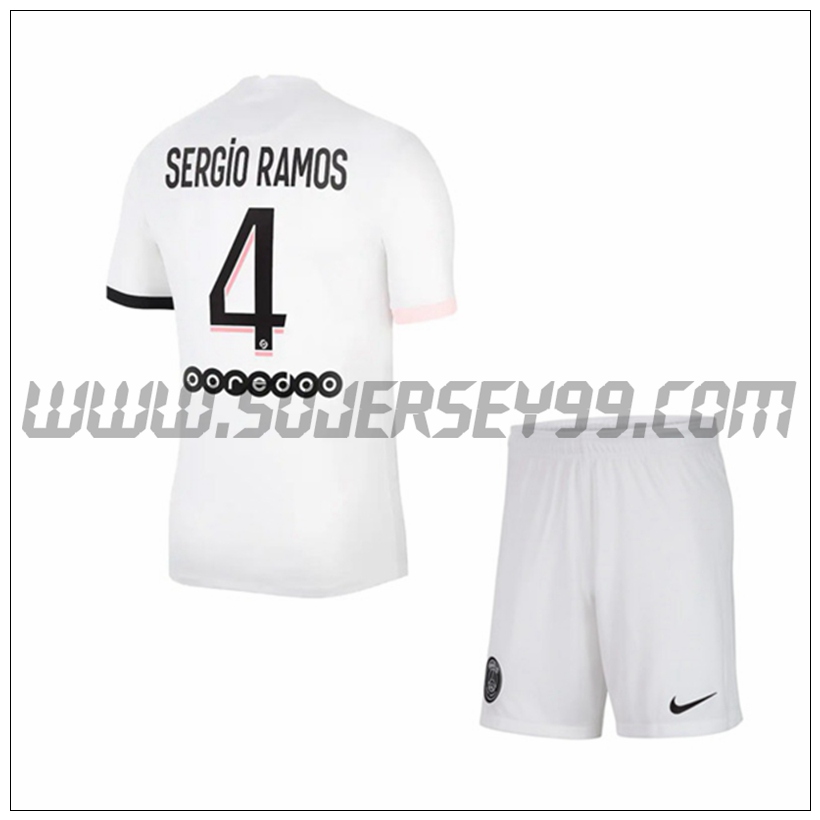 Segunda Equipacion del PSG Jordan Sergio Ramos 4 Ninos 2021 2022