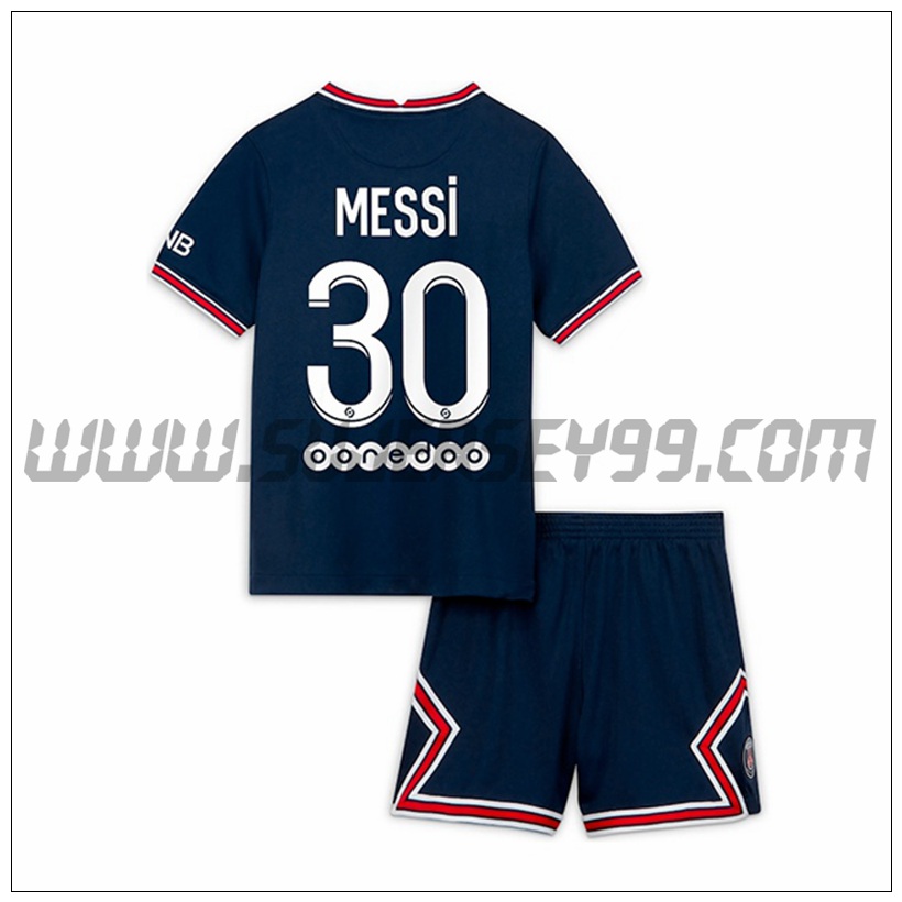 Primera Equipacion del PSG Jordan Messi 30 Ninos 2021 2022