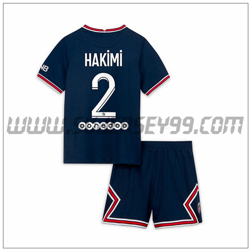 Primera Equipacion del PSG Jordan Hakimi 2 Ninos 2021 2022