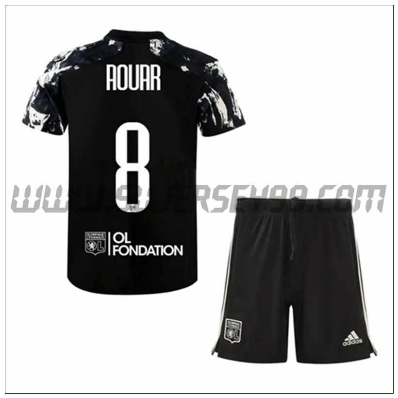 Tercera Equipacion del Lyon OL AOUAR 8 Ninos 2021 2022