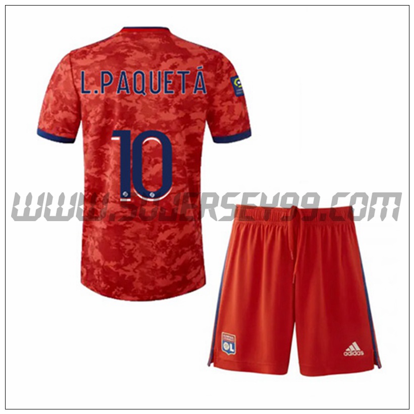 Segunda Equipacion del Lyon OL L.PAQUEYA 10 Ninos 2021 2022