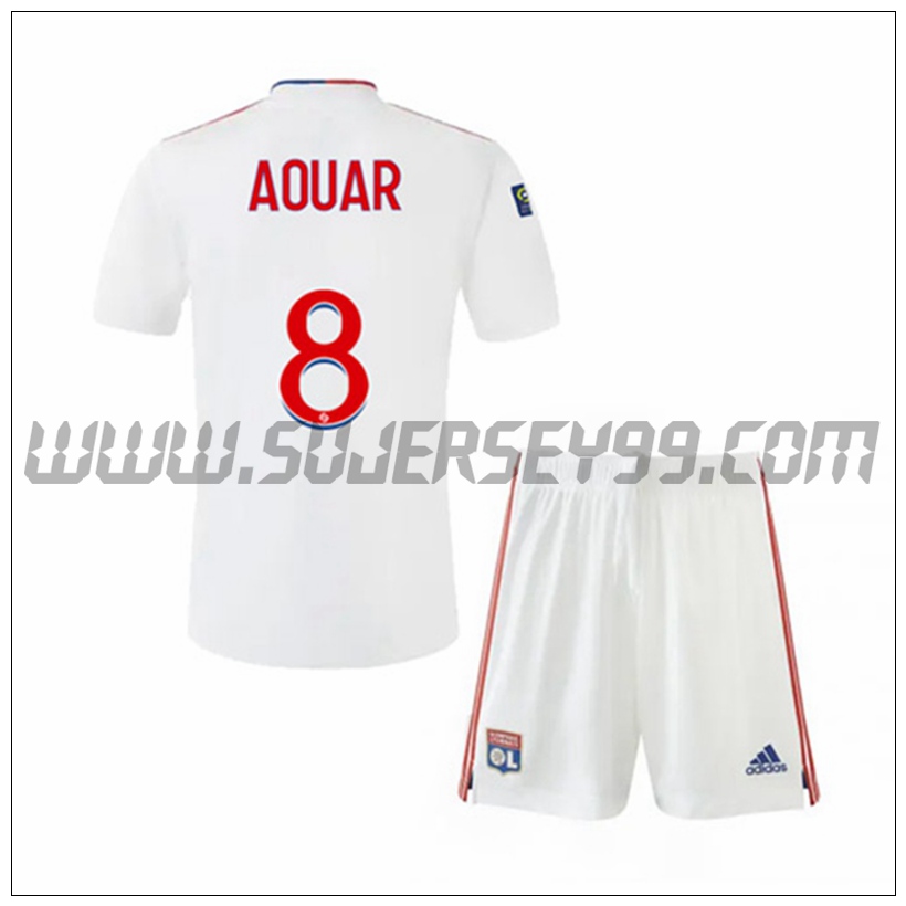 Primera Equipacion del Lyon OL AOUAR 8 Ninos 2021 2022